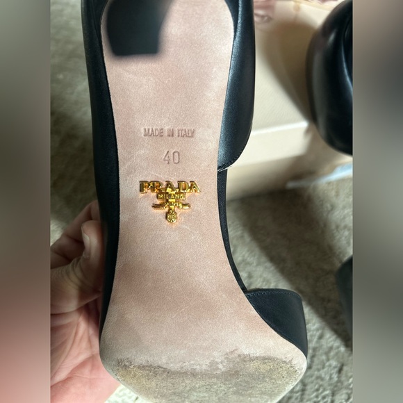 Prada Calzature Donna Nero Vit Lux 3 Heels D’Orsay 40/10 - Picture 9 of 12
